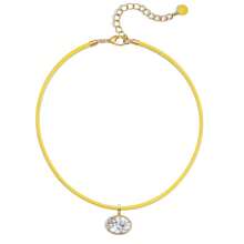 Oval Cubic Zirconia Pendant Silk Cord Necklace, Suitable For Women, Exquisite Bezel Design, Transparent Cubic Zirconia Minimalist Neck Chain Jewelry Gift. - Milan Rope Pendant Necklace - View 16