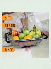 Expandable Stainless Steel Fine Mesh Sink Strainer Basket, Colander/Drainer Basket, Sink Vegetable Strainer, Vegetable Filter Basket, Halloween Gift, Home Kitchen Essential, Kitchen Decor, Room Decor - Multicolor - View 7