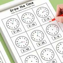1Pc 32P Clock Reading Workbook Telling Time To Hour Half Hour Analog Digital Time Practice Book For Kids Toddlers Early Learning Homeschool Supplies Halloween Decor Christmas Gift All Styles Shipped Randomly - Multicolor - View 8