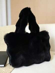 BAILEE A Casual, Cute, Solid-Colored Plush Shoulder Bag With Soft, Velvety Material And A Large Capacity That Closes Magnetically. A Great Gift Option. - Multicolor - View 17