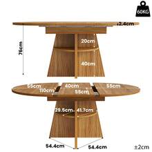 Extendable Dining Table, Dining Room Table, Kitchen Table, Balcony Table, Round Dining Table, Extendable To Oval, 110-150, Seats Up To 8 People, Dark Brown - Dark Brown + MDF - View 7