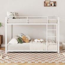 أسرة أطفال 140*200، أسرة بطابقين، أسرة حديدية، أسرة بطابقين حديدية بتصميم كلاسيكي، أبيض - أبيض + معدن - مشاهدة 3