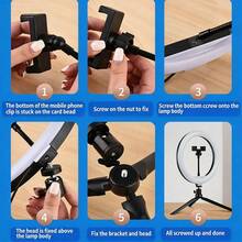 Borriig 12 Inch Desktop Ring Light With 19cm Tripod And Phone Holder, 3 Color Modes Dimmable Beauty Fill Light, Suitable For Live Streaming, Selfie, Makeup - 12-inch Ring Light + 19cm Bracket - View 7