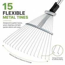 The Extendable Garden Rake (96–160 Cm) Is A Robust And Durable Tool, Perfect For Removing Leaves, Grass Clippings, And Garden Waste From The Yard And Garden. - 1pc - View 5
