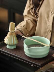 2/4/5pcs 500ml Handmade Vintage Ribbed Matcha Bowl Set, Made Of Premium Ceramic, Elegant And Exquisite, Easy To Carry And Use, Suitable For Business Meetings, Art Appreciation, Travel, Leisure And Other Occasions, Also Suitable For Japanese Tea Ceremony And Back To School Season - Multicolor - View 10