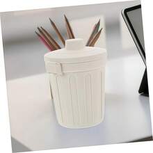 Cute Mini Desktop Trash Can With Cover, Small Round Countertop Garbage Bin, Space‑Saving Waste Basket For Bedroom Office Desk Dormitory - View 5