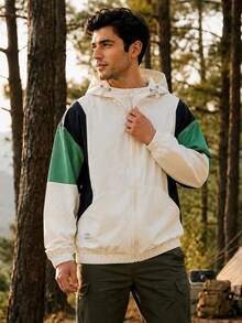 Men's Outdoor Jacket, Contrast Color Casual Windbreaker, Sports Jacket, Coat Spring - Khaki - View 10