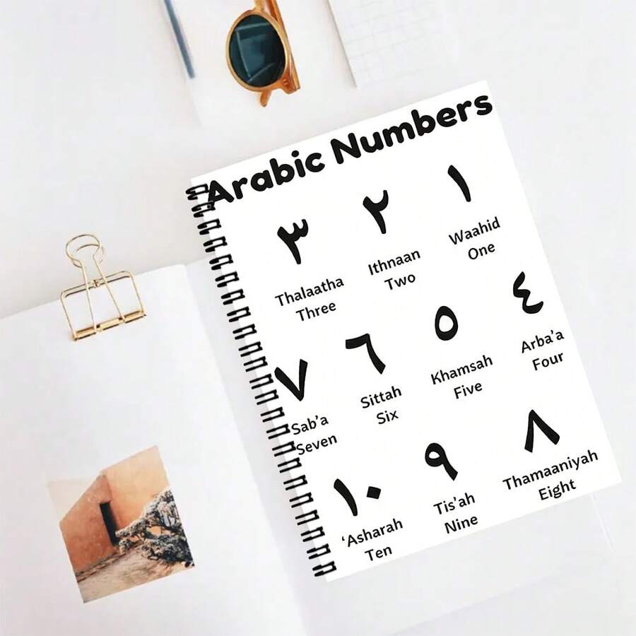 Arabic Numerals Learning Spiral Notebook - 1-10 Number Teaching Chart Printed Coil Bound Notebook, A5 Language Learning Style Notepad, Suitable As Stationery Gift - A5 - View 1