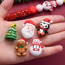 25PCS Christmas 3D Silicone Focal Beads Cute Elk Gingerbread Tree Holiday Charms For DIY Bracelet Necklace Pen Jewelry Making Keychain Craft Supplies - Multicolor - View 3