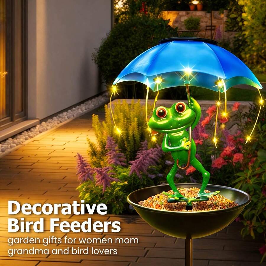 1 Frog‑Statue Solar‑Powered Garden Light, Outdoor Hummingbird Feeder, Garden Decorative Lighting With LED String Lights, Suitable For Courtyard Paths, Gardens, Lawns, Patios And Street Lighting, An Essential Festive Decoration And Gift - Frog Lamp - View 1