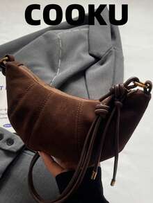 Premium Matte Finish Cow Horn Shape Women Crossbody Bag, New Fashion Niche Design - Coffee Brown - View 8