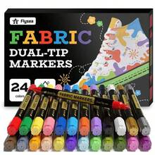 24/36 Colors Fabric Marker Set, Colorful Markers, Non-Erasable Fabric Paint - For T-Shirts, Bags, Textiles, Canvas, Canvas Bags, Shoes, Pillowcases, Etc. - Multicolor - View 2