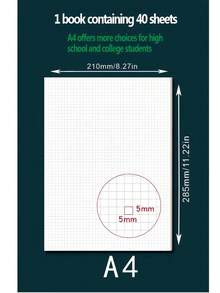 1 Notebook 40 Sheets Grid Paper, Grid Notebook, Sketchbook, Drawing Paper, Memo Pad, Loose-Leaf Notebook, Grid Draft Paper, Calculation Draft Paper, Sketching Paper, Student Grid Notebook, Draft Paper, Double-Sided Grid Paper, Memo Paper, Art Notebook, Drawing Notebook - Black and White - View 12