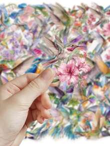 50PCS,Hummingbird Transparent Stickers,Scrapbook Supplies,Creative And Aesthetic Design Sticker,Suitable For Notebook,Journaling Supplies,Mobile Phone - 50pcs - View 7