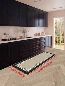 1 Pc Border Stripe Lines Pattern Kitchen Mat, 3.5 Mm Soft Rubber That Absorbs Water And Is Easy To Clean. Suitable For Corridors, Bathrooms, Living Rooms, Outdoor Door Mats, And Toilets. Useable Throughout The Year And For Various Holidays. - Multicolor - View 14