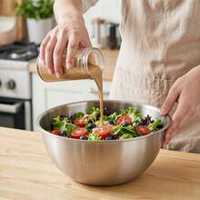 1/4pcs Stainless Steel Salad Mixing Bowl, Food Storage Container, Kitchen Prep Bowl, Kitchen Salad Bowl, Suitable For Dough Kneading, Vegetable Washing, Baking Preparation, Salad Making And Egg Beating, Essential Choice For Kitchen Cooking, Baking And Meal Preparation - Silver - View 10