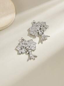 2pcs Stainless Steel Pendants Money Tree Maple Leaf Wave Flower Pearl Style Gold Silver Color Optional Suitable For DIY Jewelry Making Necklace Keychain Phone Chain Earring Bracelet Accessories And Other Jewelry Crafting - Multicolor - View 6