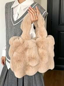 BAILEE A Casual, Cute, Solid-Colored Plush Shoulder Bag With Soft, Velvety Material And A Large Capacity That Closes Magnetically. A Great Gift Option. - Multicolor - View 5