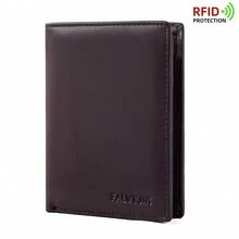 CAIBAOLAI 1pc Vintage Style Genuine Leather Men's Vertical Wallet, Slim Short Design, Can Hold ID Card And Multiple Credit Cards, Durable Classic Design, Portable And Easy To Carry - Brown - View 9