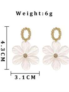 1 Pair Minimalist Versatile Flower Stud Earrings, Ins Style Forest Petal Earrings, Fresh Versatile Women's Jewelry - White - View 5