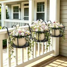2pcs Iron Hanging Flower Pot Rack With Hooks, Hanging Plant Stand, Flower Pot Storage Accessory, Floral Display Rack, Iron Art Small Flower Stand, Living Room, Balcony, Floor Standing Pothos Flower Pot Rack - A - View 8