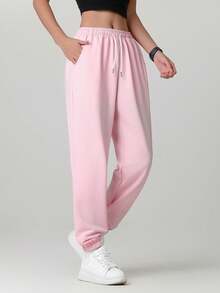 2pcs Women's Fashion Jogger Pants, Suitable For All Seasons, Elastic And Smooth Fabric, Adjustable Drawstring Waist, Solid Color Casual Style, Perfect For Outdoor Activities And Daily Wear, Ideal Gift For Girlfriend Or Wife - Multicolor - View 4