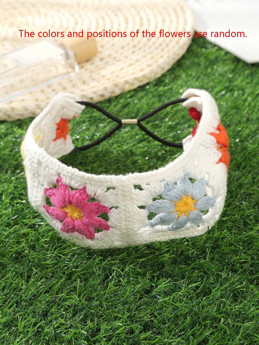 1pc(Random Flower Color & Position)Bohemian Style Random Color Knitted Sunflower Headband - Multicolor - View 1