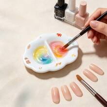 1pc 2-In-1 Nail Glitter Storage Box & Nail Color Palette, Dual Compartment Nail Gel Color Palette, Mini Graffiti Watercolor Palette, Multi-Functional Nail Rhinestone & Pearl Storage Tray - Multicolor - View 2