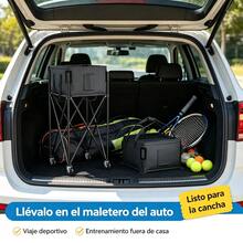 Carrito transportador plegable para pelotas de tenis, diseño desmontable, ruedas silenciosas, bolsa de almacenamiento extraíble con correa de mano, equipo práctico para canchas de tenis y academias deportivas - Negro - Ver 4
