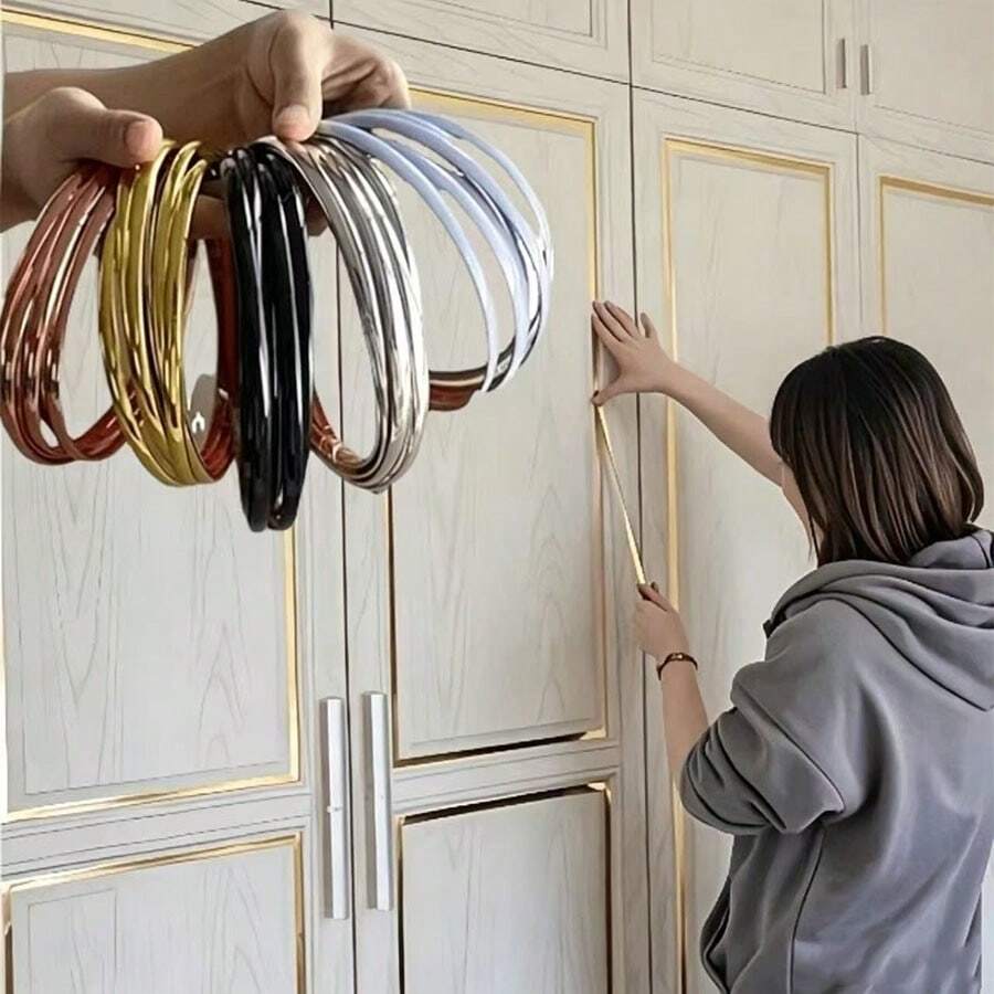 Flexible Self-Adhesive Decorative Strip, Peel And Stick Metal Mirror Frame, PVC Metal Decorative Strip, Suitable For Walls, Cars, Mirrors, Doors, Wardrobes, Home Decor - Multicolor - View 1