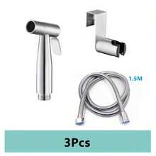 1 Set Toilet Handheld Cleaning Spray Gun Nozzle Kit, Toilet Bidet Sprayer With Self-Cleaning Shower Head, 59 Inch Extension Hose And Dual Control Angle Valve - A - View 2