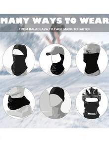 Windproof Thermal Ski & Motorcycle Mask Full Face & Head Cover For Men & Women Face Mask Balaclava Suitable For Football Cycling Motorcycling Hiking Cold Weather Riding Gear Winter Sports With Skiing Snowboarding Motorc - Multicolor - View 7