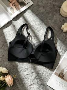 1pc Black Jelly Seamless Breathable Mesh Push-Up Anti-Sagging Wire-Free Backless Bra For Women - Black - View 7