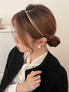 Simple And Stylish Metal Thin Headband Suitable For Daily Wear - Gold - View 3