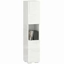 Schlanker 5-Etagen-Multimedia-Schrank mit Verstellbaren Regalen, Weiß - Weiss - Übersicht 3