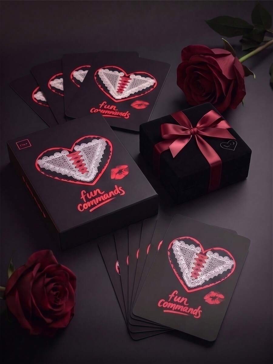 50-Piece Romantic Couple Game Cards For Evening Date - Interactive Tasks & Playful Actions, Engaging Challenge Board Game, Unforgettable Date Night, Anniversary & Valentine's Day Gift For Him And Her - View 1
