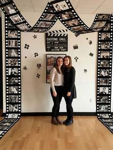 2pcs/1pc Black And White Film Banner, 78" X 12" Movie-Themed Fabric Background, With Hanging Rope, Movie Night Porch Sign Decoration, Suitable For Home Theater Party Decor - A - View 3