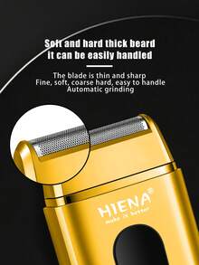HIENA Portable Electric Shaver For Men, Reciprocating Foil Razor With Digital Power Display, USB Rechargeable Cordless Beard Trimmer, Mini Pocket Travel Shaver, Men Grooming Tool, Ideal Gift For Him - Gold - View 6