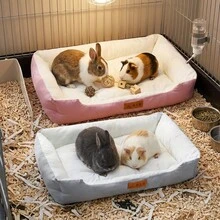1pc Semi-Enclosed Square Small Pet Bed, Soft Padded Thick Edge Pet Sleeping Mat, Warm Pet Nest Pad, Comfortable Soft Pet Resting Bed, Suitable For Indoor And Cage Use, Fit For Kittens, Rabbits, Guinea Pigs, Ferrets, Autumn/Winter Small Animal Sleep Accessories - View 10