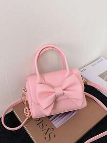 1pc Girls Bow PU Magnetic Closure Fashion Handbag One Shoulder Crossbody Bag Suitable For All Seasons Daily Use - A - View 11