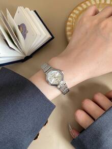 1pc Silver Octagonal Women'S Quartz Watch With Mixed Markers And White Dial Simple And Compact Suitable For Everyday Wear. - Silver - View 4