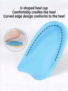 QKC 1 Pair Silicone Heel Pads, Strong Shock Absorption, Disperse Heel Pressure, Protect Heel, Reduce Shoe Friction, U-Shaped Heel Cup Support, Suitable For People Who Stand Or Walk For Long Periods - Blue - View 2