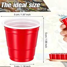 10/20 Bullet Cups, 2oz Mini Party Cups, Reusable Small Cups For Party Games, Suitable For Liquor, Cocktails, Wine, Condiments, Snacks, Juice. Perfect For Any Party! - Red - View 2