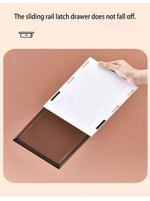 1pc Under Desk Hidden Drawer, No Drilling Adhesive Transparent Storage Box, Student Desk Stationery Pen Slot, Office Supplies Organizer - White - View 9
