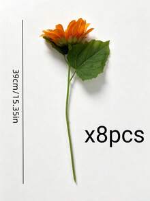 8/4/1pc Orange Artificial Sunflower, Simulated Orange Velvet Sunflower, Autumn Warm Tone Bouquet, Perfect For Home, Wedding, Party, Centerpiece, Bridal Bouquet, Thanksgiving, Table Arrangement, Wreath And Spring/Summer Holiday Handmade Crafts Decor - Multicolor - View 11