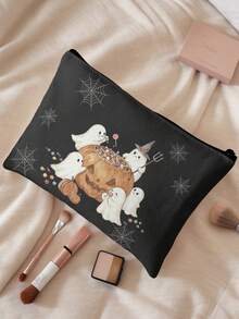 1pc, Makeup Bag, Multi-Scenario Universal, Extra Large Capacity, Ultra Lightweight And Portable, Versatile And Practical, Halloween Pattern Printed Toiletry Bag, Cosmetic Bag, Large Capacity Toiletry Bag, For Lipstick, Brushes, Skincare, Phone, Coins, Small Items, For Home, Gifts, Vacation And Holiday Multi-Functional Use, Teenager Toiletry Storage Bag - Multicolor - View 2