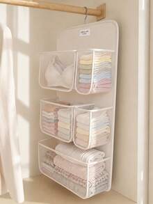 1pc Mesh Hanging Closet Organizer Bag With Compartments, Suitable For Underwear, Socks And Skirts, Multi-Functional Door Back Hanging Storage Bag, Suitable For Dorm, Can Store Pants, Jeans, Toys And Autumn/Winter Items, Wardrobe Storage Hanging Bag, Can Be Hung For Storage, Multi-Layer Clothing Organizer Bag, Socks Storage Rack, Closet Organizer - Multicolor - View 2