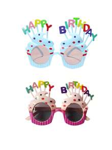 1pc Party Prop Glasses, Funny Cake & Slogan Design, Suitable For Photo Taking, Parties, Gatherings, Fun Selfie Props, Birthday Glasses, Christmas - Blue - View 10