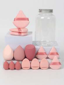 Random 5-Piece Makeup Sponge Set, Random Packaging Bottle, Bag, Full Set Includes 3 Regular Makeup Sponges, 3 Mini Makeup Sponges, 3 Powder Puffs, 3 Mini Powder Puffs, 3 Mini Finger Cushion Powder Puffs; Foundation Makeup Sponge, Suitable For Liquid Foundation, Concealer, Loose Powder, Flawless Application; Multi-Color Makeup Sponge, Latex-Free Material, Dry And Wet Use - Multicolor - View 6