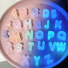 20pcs Acrylic 3D Glow-In-The-Dark Large Hole Creative Vowel Letter Beads, Suitable For Handmade DIY Materials, Jewelry Making Materials, Keychains And Party Decorations, Cute Style, Ideal Accessory For Creative Handmade Crafts - Multicolor - View 1